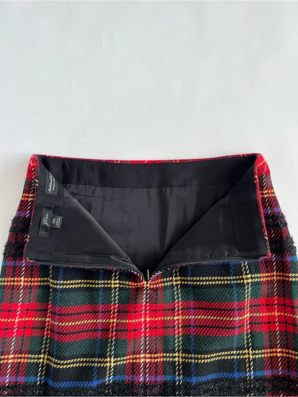 J. Crew Red Tartan Plaid Mini Skirt with Navy & Green